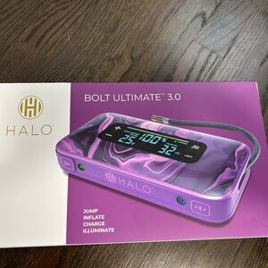 Halo Purple Portable Power Bank with LED Display and Wrist Strap
